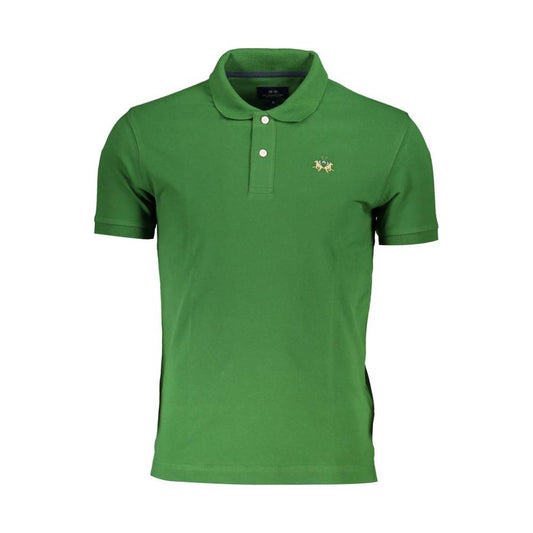Elegant Slim Fit Green Polo With Contrasting Details