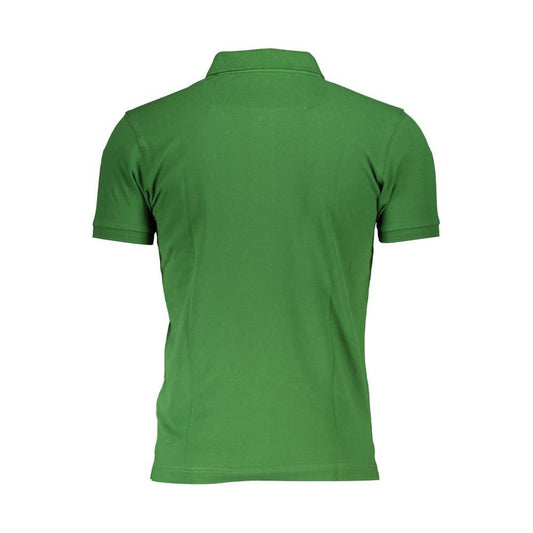 Sleek Green Slim Fit Polo with Contrast Detail