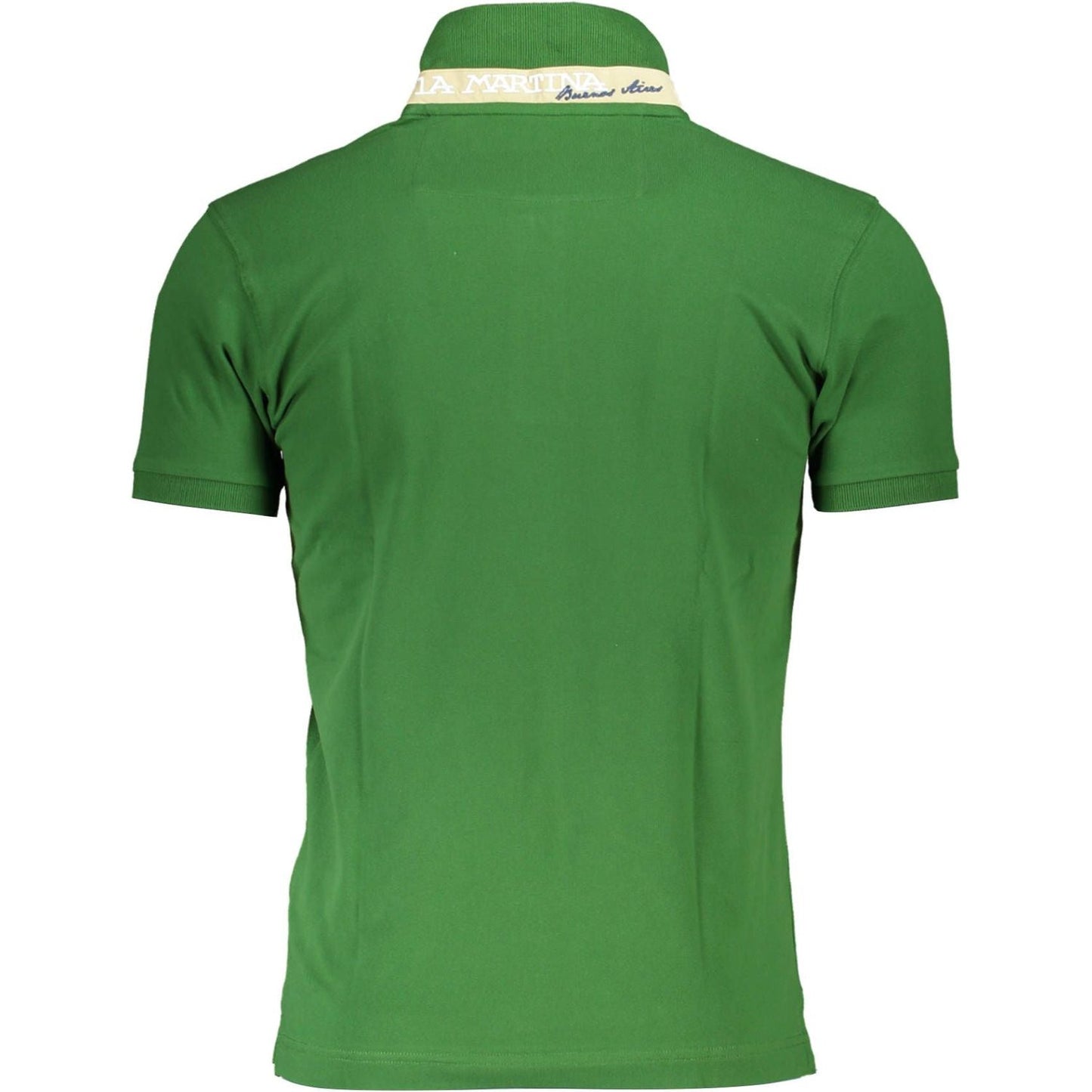 La Martina Elegant Slim Fit Green Polo With Contrasting Details elegant-slim-fit-green-polo-with-contrasting-details