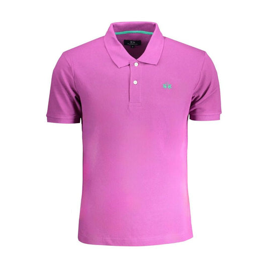 La Martina Purple Cotton Polo Shirt purple-cotton-polo-shirt