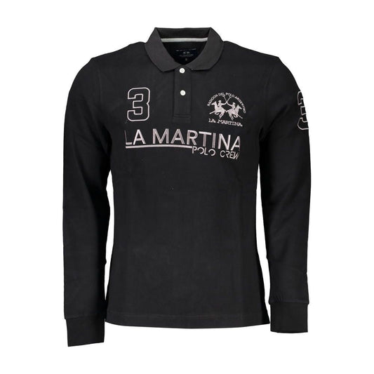La Martina Elegant Long Sleeved Black Polo elegant-long-sleeved-black-polo