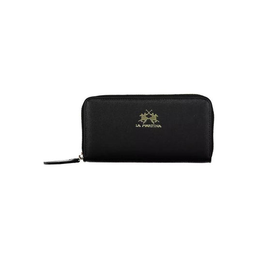 La Martina Elegant Black Wallet with Multiple Compartments elegant-black-wallet-with-multiple-compartments
