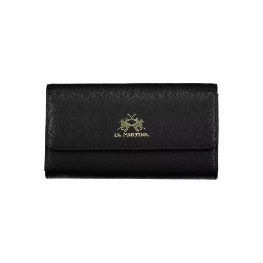 La Martina | Elegant Black Polyethylene Wallet with Logo| McRichard Designer Brands   