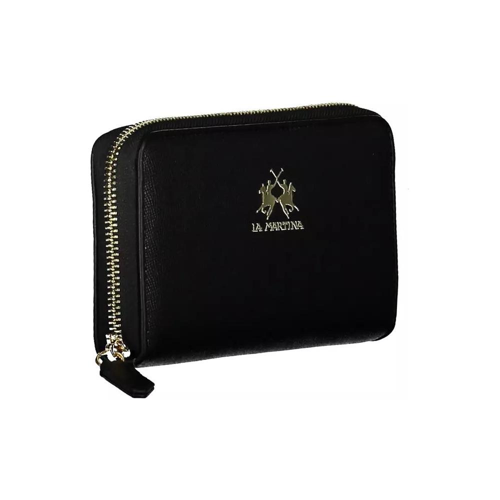 La Martina Elegant Black Wallet with Multiple Compartments elegant-black-wallet-with-multiple-compartments