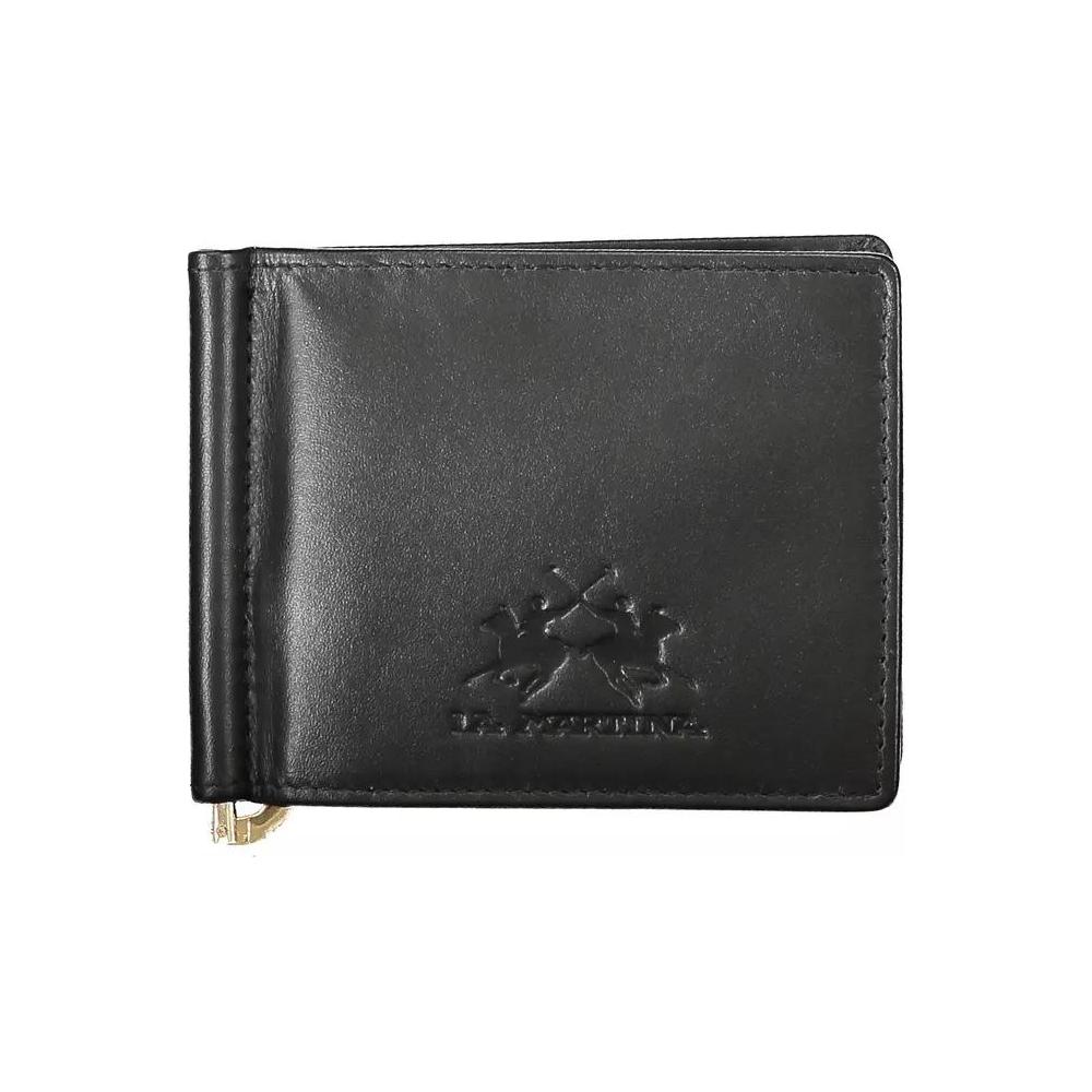 La Martina Sleek Black Leather Money Clip Wallet sleek-black-leather-money-clip-wallet