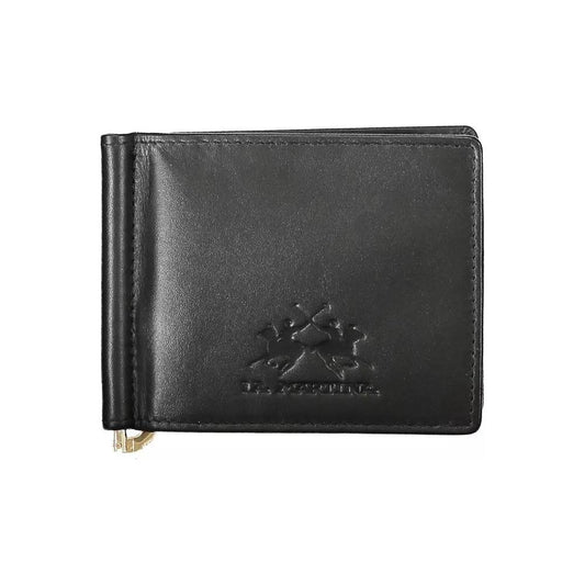 Sleek Black Leather Money Clip Wallet