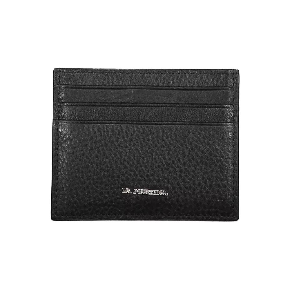 La Martina | Sleek Black Leather Card Holder| McRichard Designer Brands   