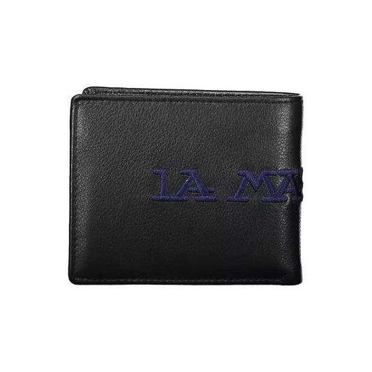 La Martina Elegant Two-Compartment Black Leather Wallet elegant-two-compartment-black-leather-wallet