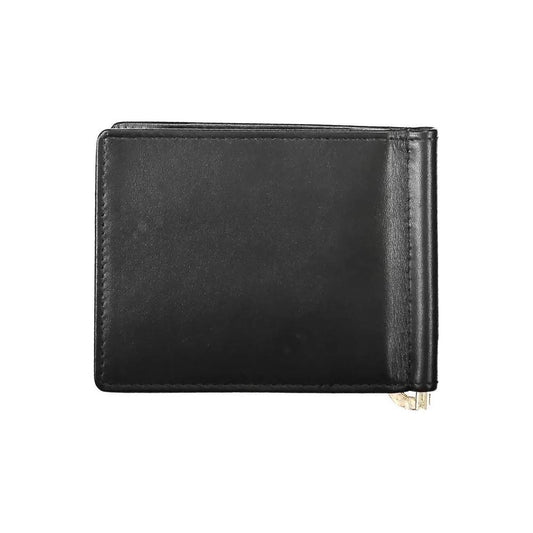 La Martina | Sleek Black Leather Money Clip Wallet| McRichard Designer Brands   