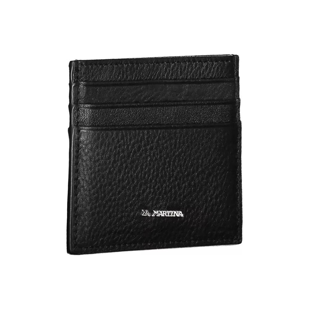 La Martina | Sleek Black Leather Card Holder| McRichard Designer Brands   