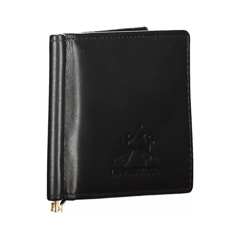 La Martina | Sleek Black Leather Money Clip Wallet| McRichard Designer Brands   