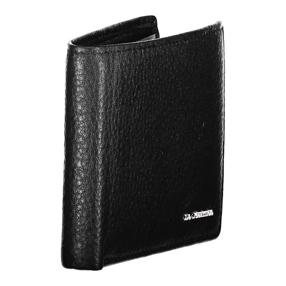 La Martina | Sophisticated Black Leather Dual Compartment Wallet| McRichard Designer Brands   