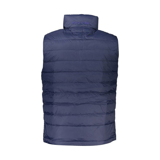 La Martina Sleek Sleeveless Embroidered Blue Jacket sleek-sleeveless-embroidered-blue-jacket-1