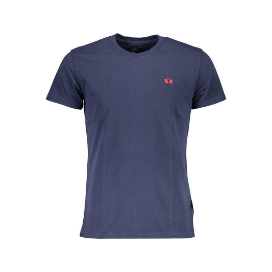 Chic Blue Embroidered Logo Tee - Regular Fit