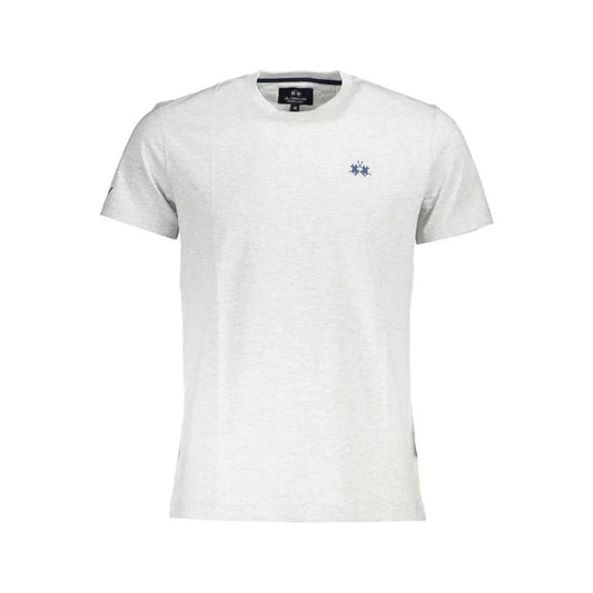 La Martina Elegant Gray Embroidered Cotton T-Shirt elegant-gray-embroidered-cotton-t-shirt