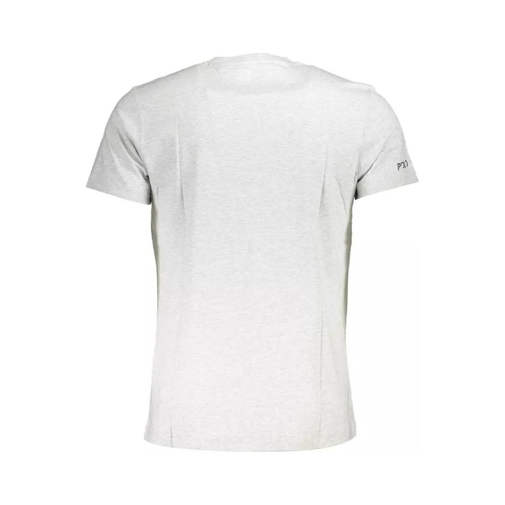 La Martina | Elegant Gray Embroidered Cotton T-Shirt| McRichard Designer Brands   