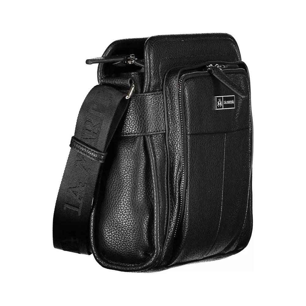 La Martina | Sleek Black Shoulder Bag with Contrast Details| McRichard Designer Brands   