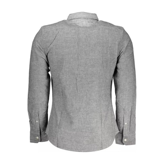Elegant Slim Fit Gray Shirt with Italian Collar