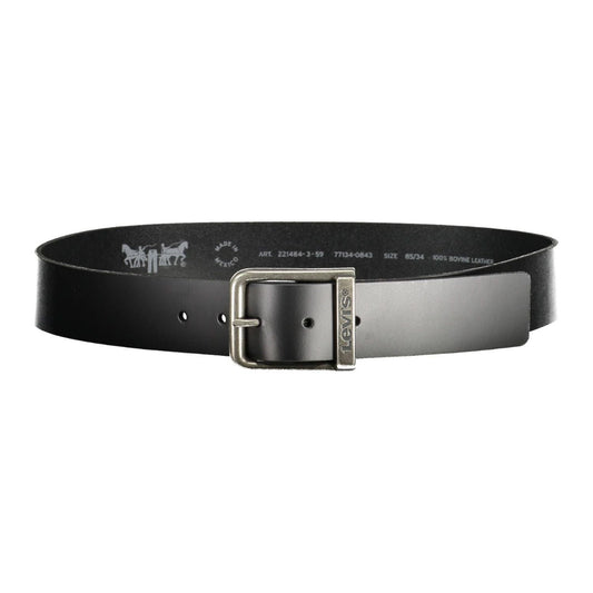 Levi's Sleek Black Leather Belt with Metal Buckle sleek-black-leather-belt-with-metal-buckle