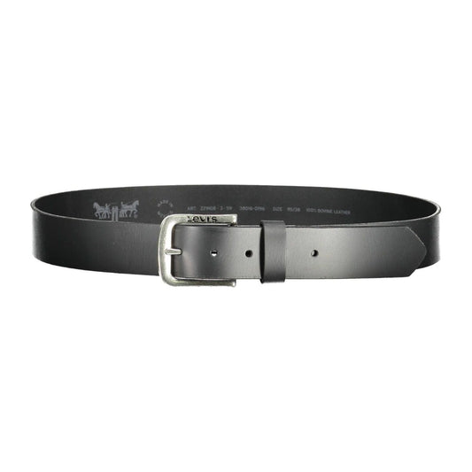 Levi's Elegant Black Leather Belt with Metal Buckle elegant-black-leather-belt-with-metal-buckle