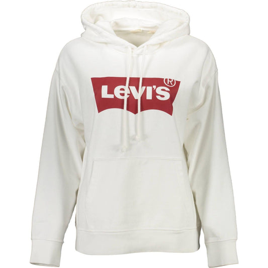 Chic White Cotton Hooded Sweatshirt With Logo