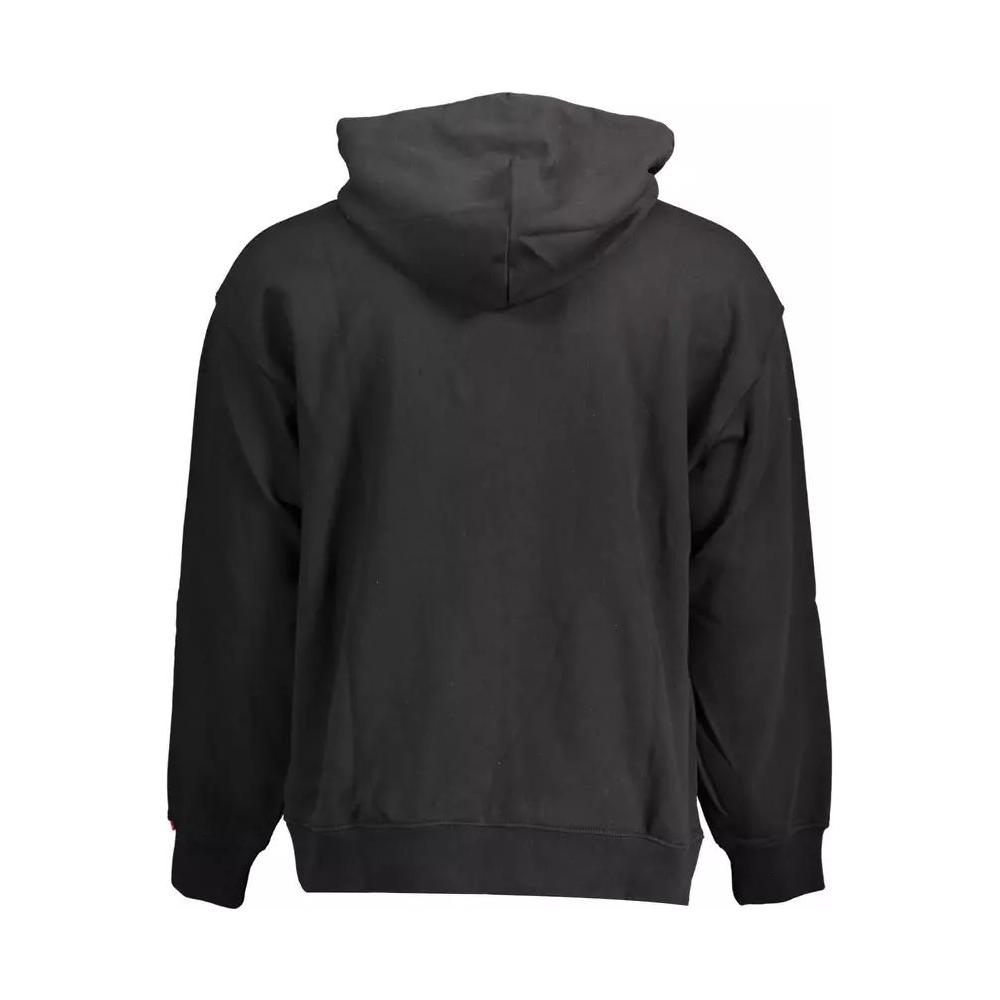 Levi's Sleek Black Cotton Hoodie with Embroidered Logo sleek-black-cotton-hoodie-with-embroidered-logo