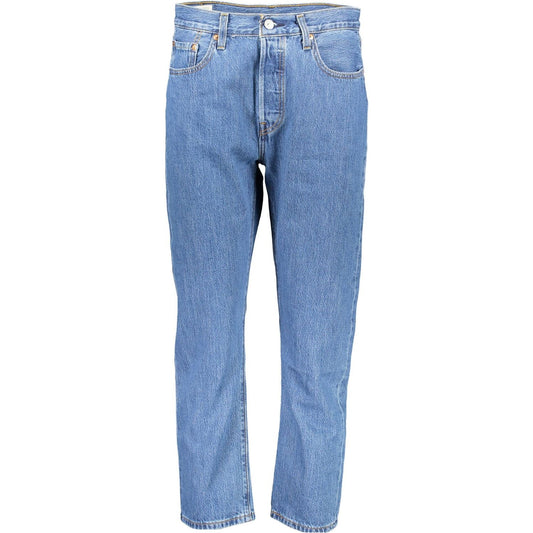 Chic Blue Cotton 5-Pocket Jeans for Women