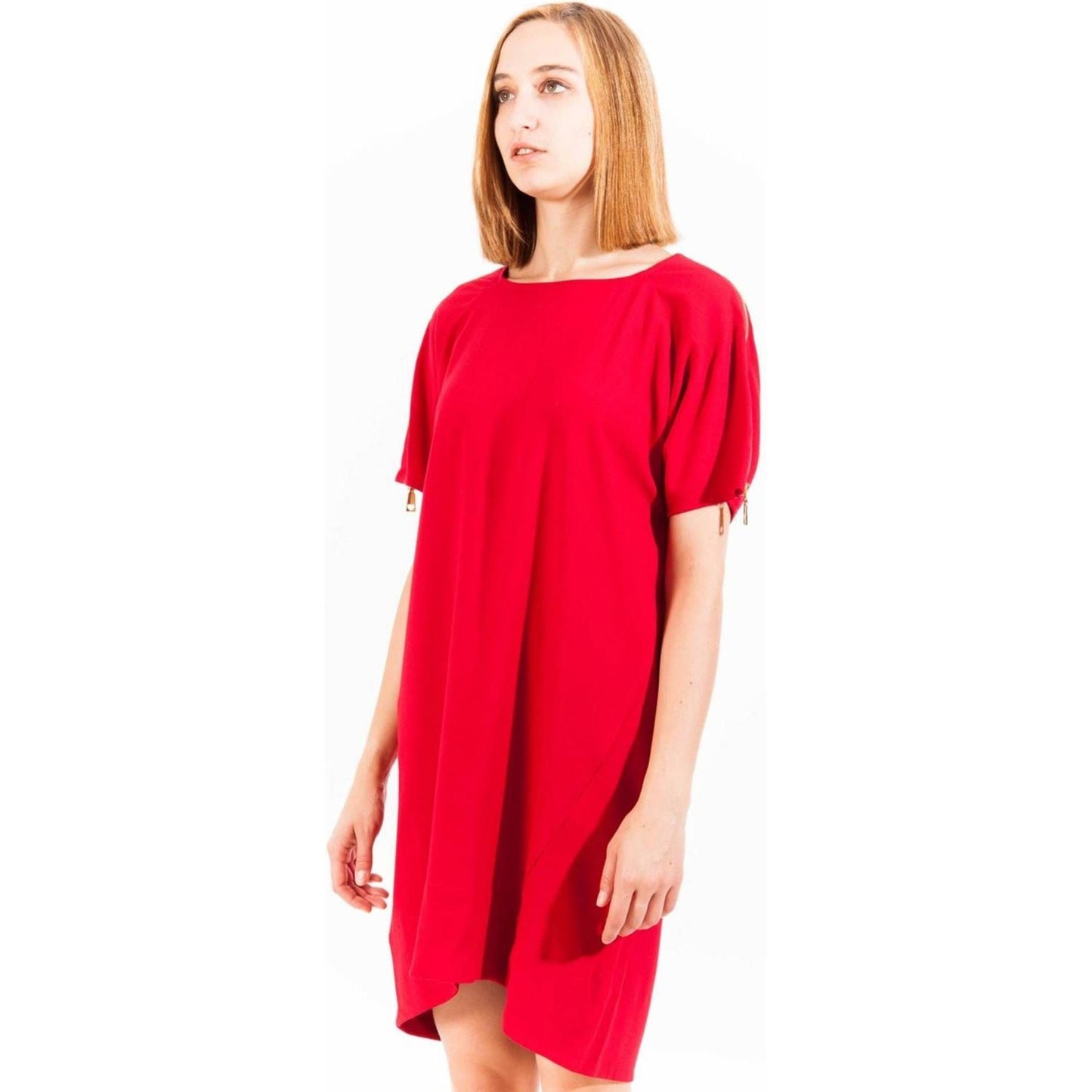 Love Moschino Elegant Red Wool Dress with Logo Detail elegant-red-wool-dress-with-logo-detail