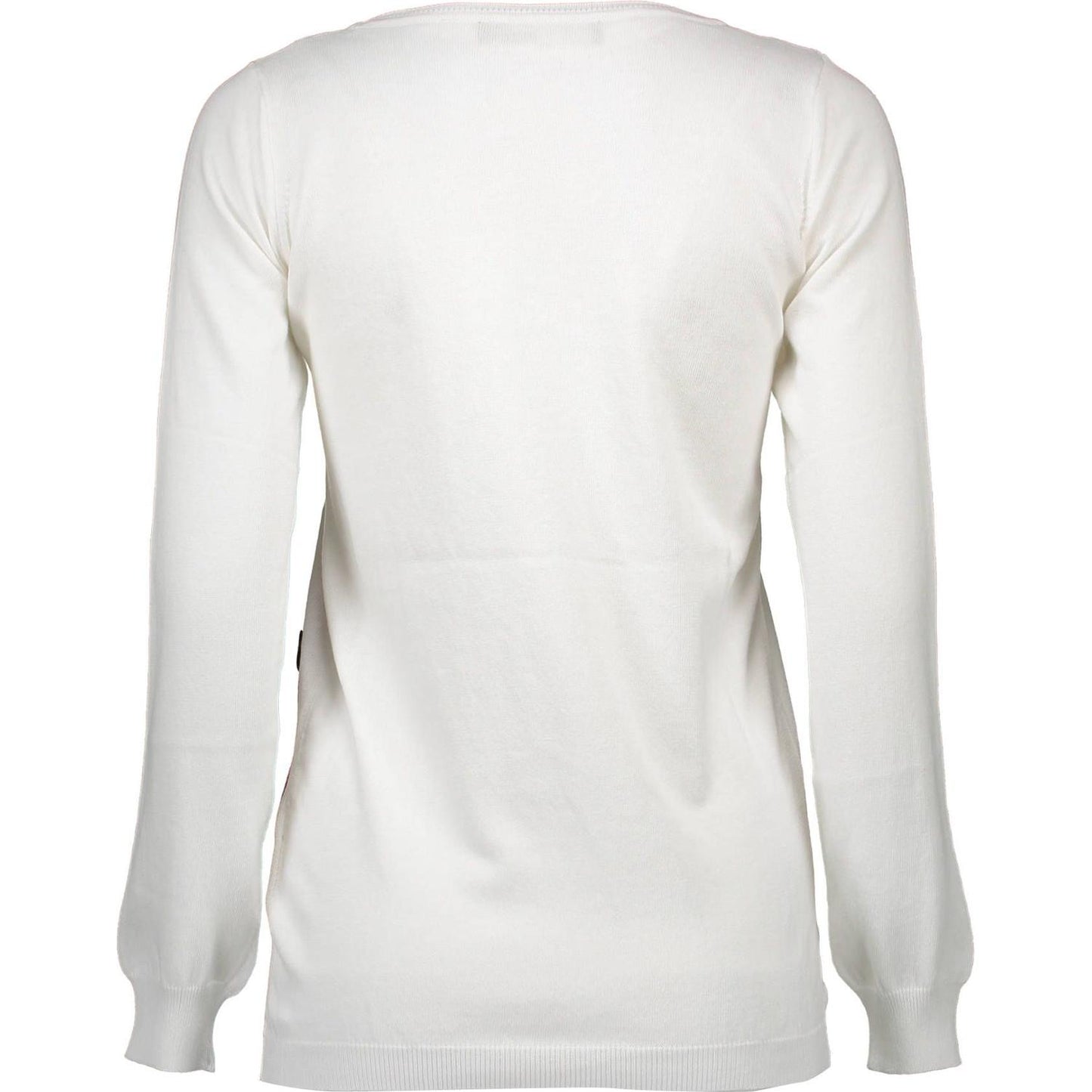 Love Moschino Chic White Sweater with Unique Embellishments chic-white-sweater-with-unique-embellishments