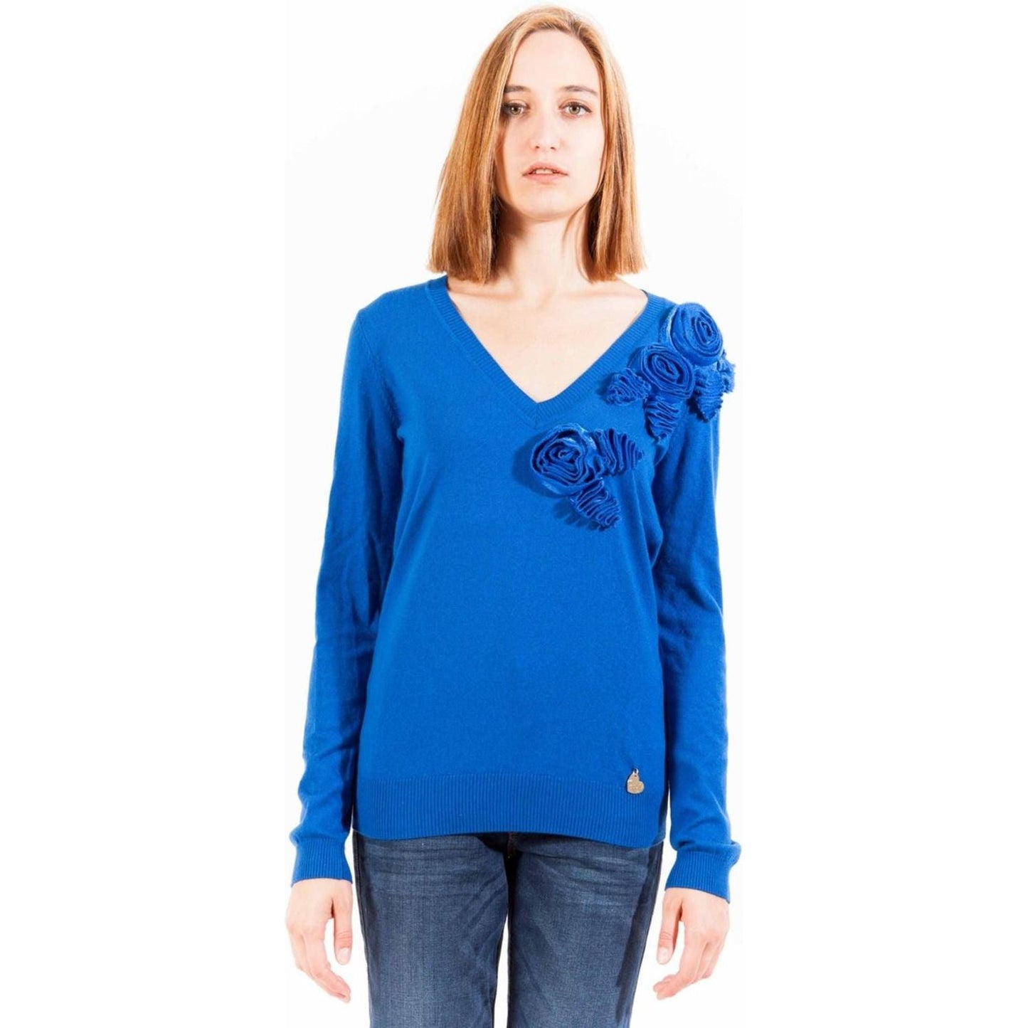 Love Moschino Embroidered V-Neck Long Sleeve Sweater embroidered-v-neck-long-sleeve-sweater