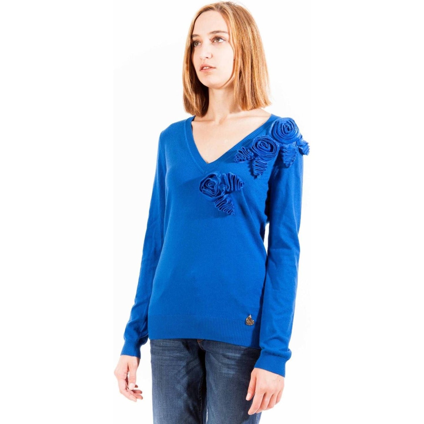 Love Moschino Embroidered V-Neck Long Sleeve Sweater embroidered-v-neck-long-sleeve-sweater