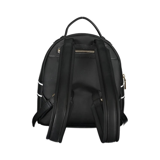 Chic Black Designer Backpack with Print Detail