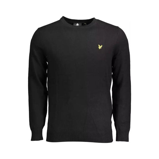 Lyle & Scott | Elegant Long-Sleeved Black Cotton-Wool Blend Sweater| McRichard Designer Brands   