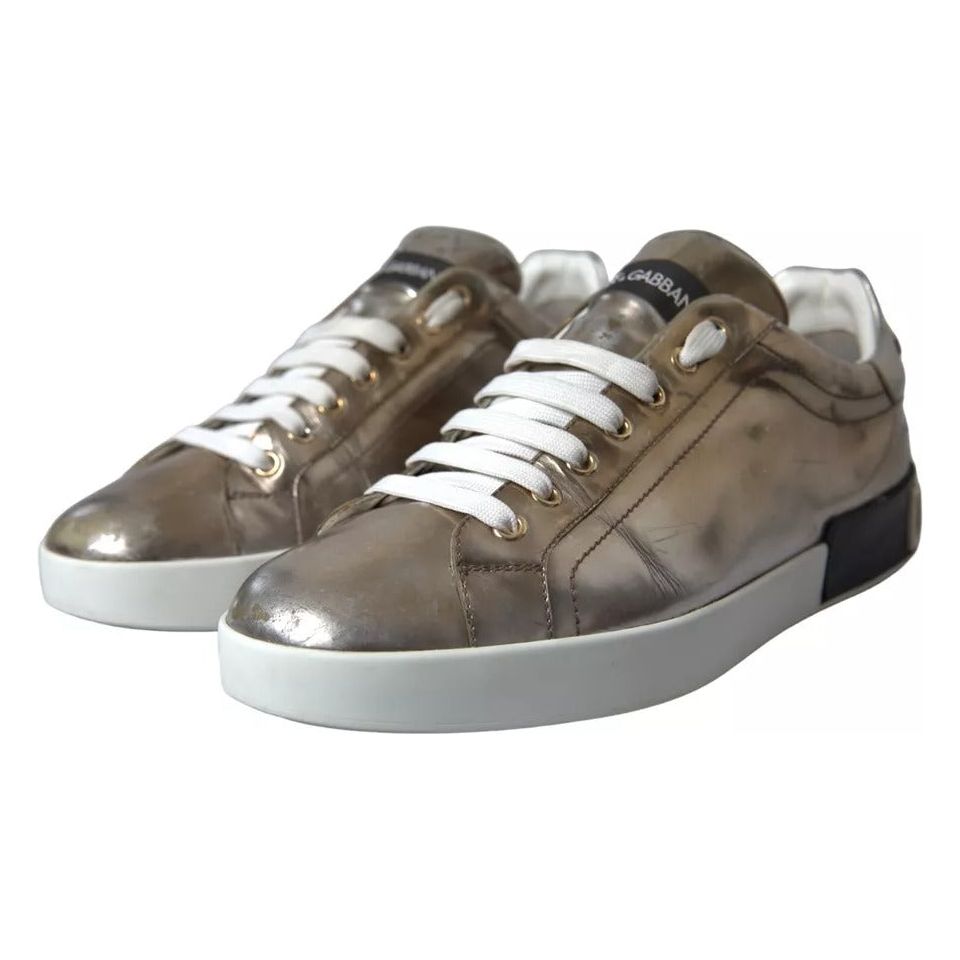 Bronze Leather Logo Sneaker Portofino Shoes