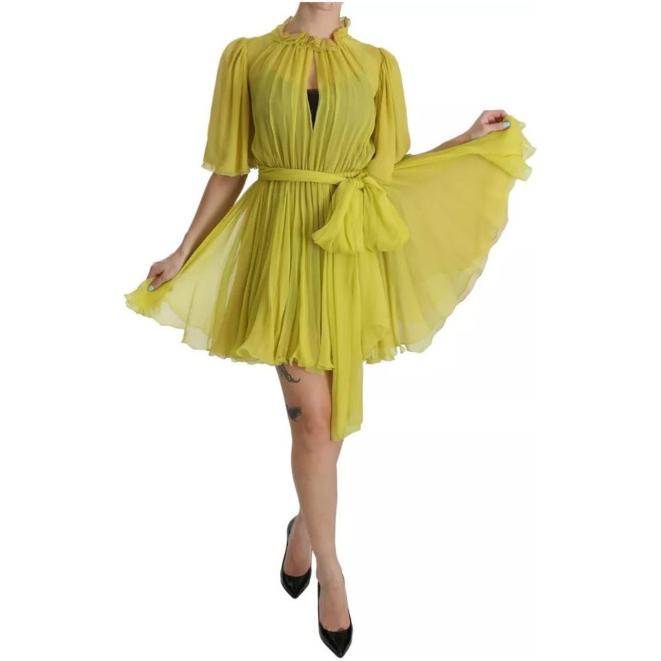 Yellow Shift A-line Silk Gown Dress