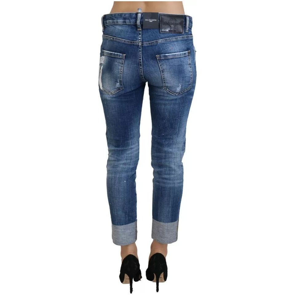 Dsquared² Blue Icon Low Waist Cropped Cool Girl Denim Jeans blue-icon-low-waist-cropped-cool-girl-denim-jeans