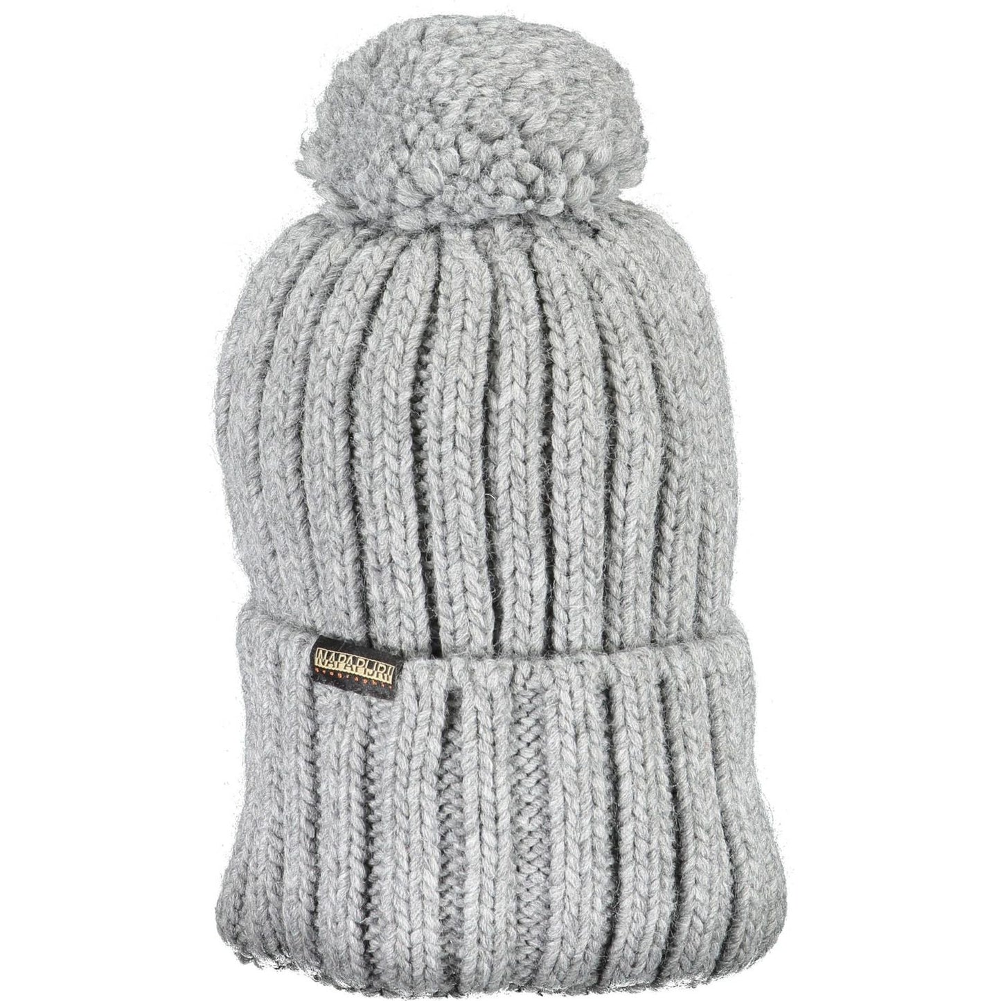 Napapijri Stylish Pompon-Accented Winter Hat gray-wool-hats-cap