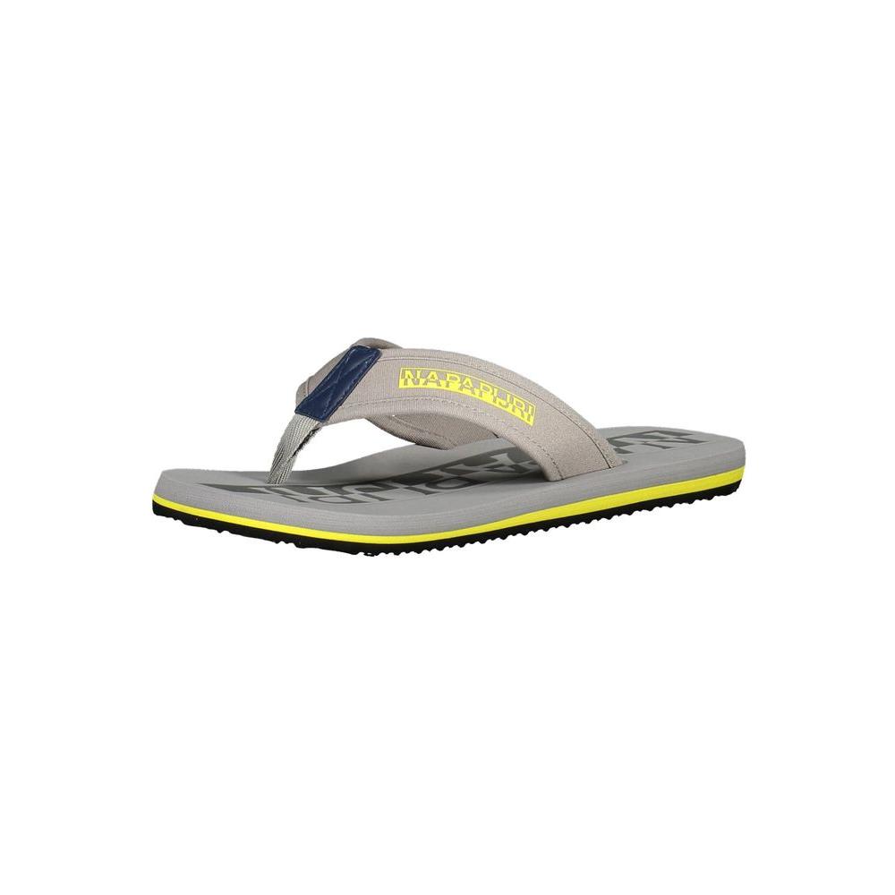 Napapijri | Elegant Gray Thong Sandals with Logo Detail| McRichard Designer Brands   