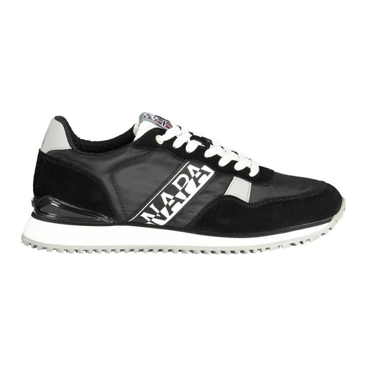 Sleek Black Lace-Up Sports Sneakers