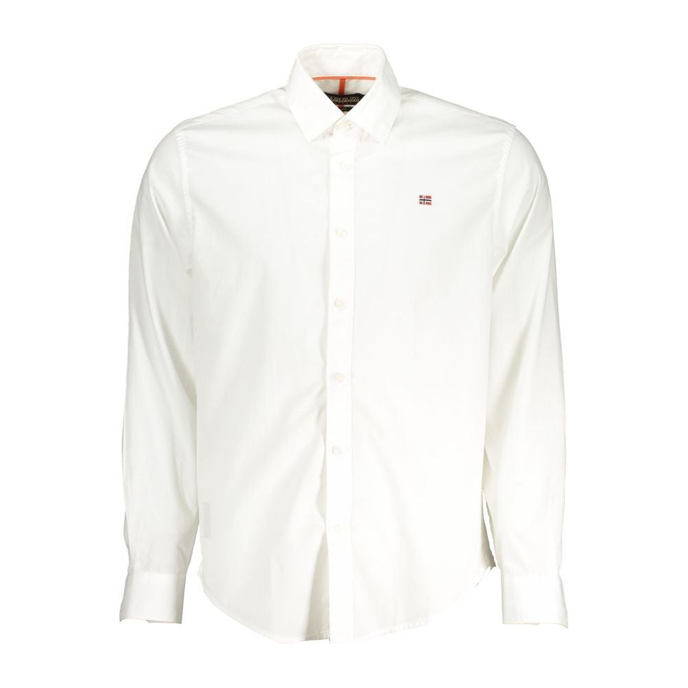 Napapijri Elegant White Cotton Long-Sleeved Shirt elegant-white-cotton-long-sleeved-shirt-1
