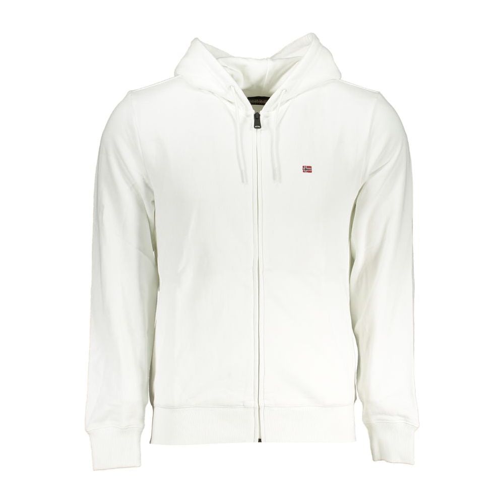 Napapijri Elegant White Cotton Hooded Sweatshirt elegant-white-cotton-hooded-sweatshirt