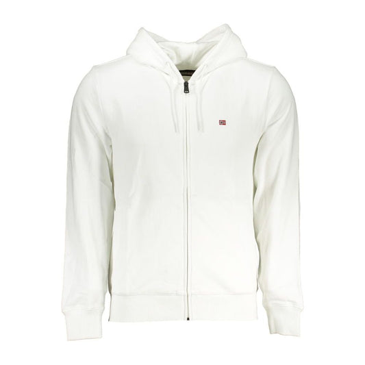 Napapijri Elegant White Cotton Hooded Sweatshirt elegant-white-cotton-hooded-sweatshirt