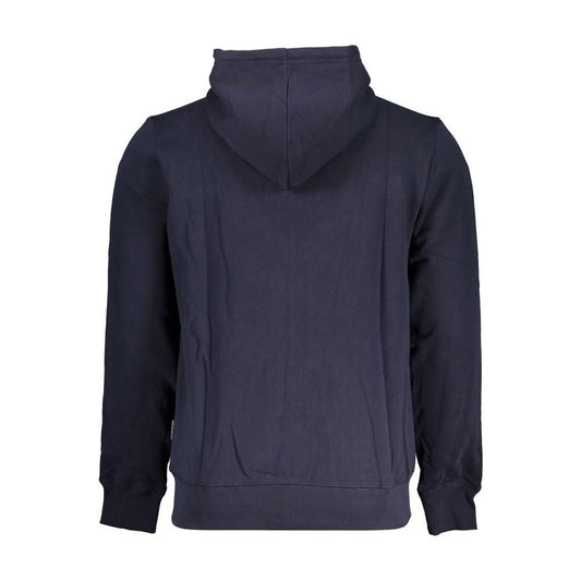 Classic Blue Hooded Sweatshirt with Embroidery
