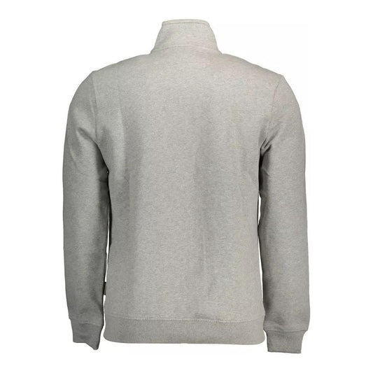 Chic Gray Embroidered Zip Sweatshirt