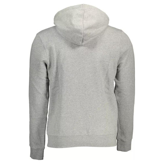 Napapijri Chic Gray Hooded Sweatshirt with Zip Pocket chic-gray-hooded-sweatshirt-with-zip-pocket