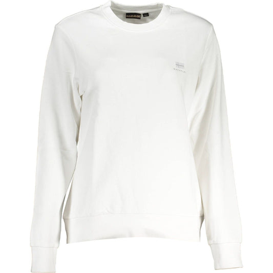 Napapijri Elegant White Cotton Crew Neck Sweatshirt elegant-white-cotton-crew-neck-sweatshirt