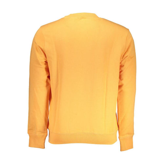 Sleek Orange Crew Neck Embroidered Sweatshirt