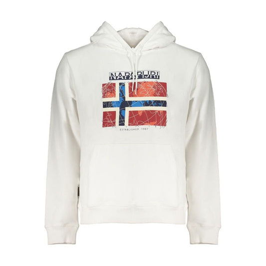 Napapijri | Chic White Hooded Sweatshirt - Cozy Cotton Blend| McRichard Designer Brands   