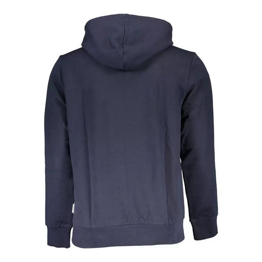 Napapijri Blue Cotton Hooded Sweatshirt with Logo Print blue-cotton-hooded-sweatshirt-with-logo-print