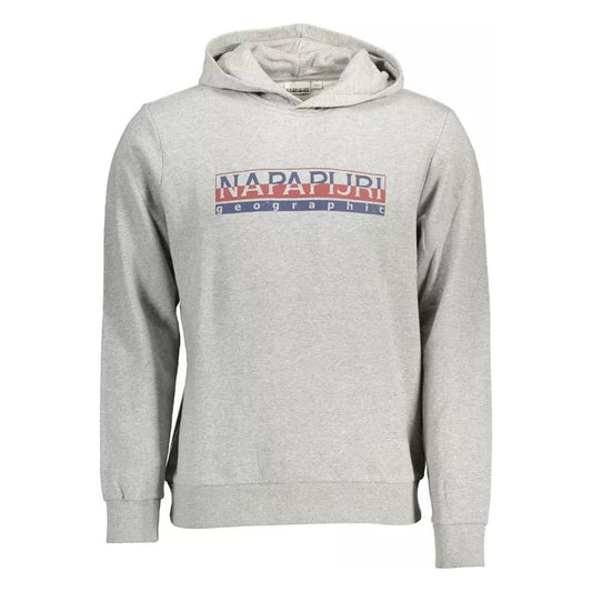 Napapijri Elevated Gray Cotton Hooded Sweatshirt elevated-gray-cotton-hooded-sweatshirt
